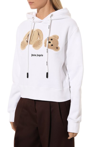 Хлопковое худи PALM ANGELS белого цвета по цене 83250 руб., арт. PWBB022C99FLE0020160, фото 3 Хлопковое худи PALM ANGELS, арт. PWBB022C99FLE0020160, фото 3