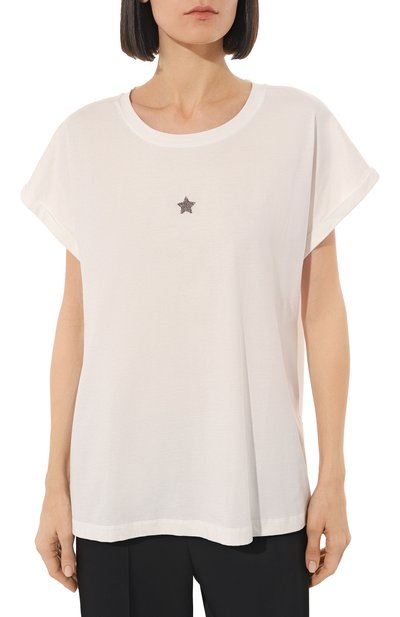 Хлопковая футболка LORENA ANTONIAZZI белого цвета по цене 21450 руб., арт. P2308TS25A/9999, фото 3 Хлопковая футболка LORENA ANTONIAZZI, арт. P2308TS25A/9999, фото 3