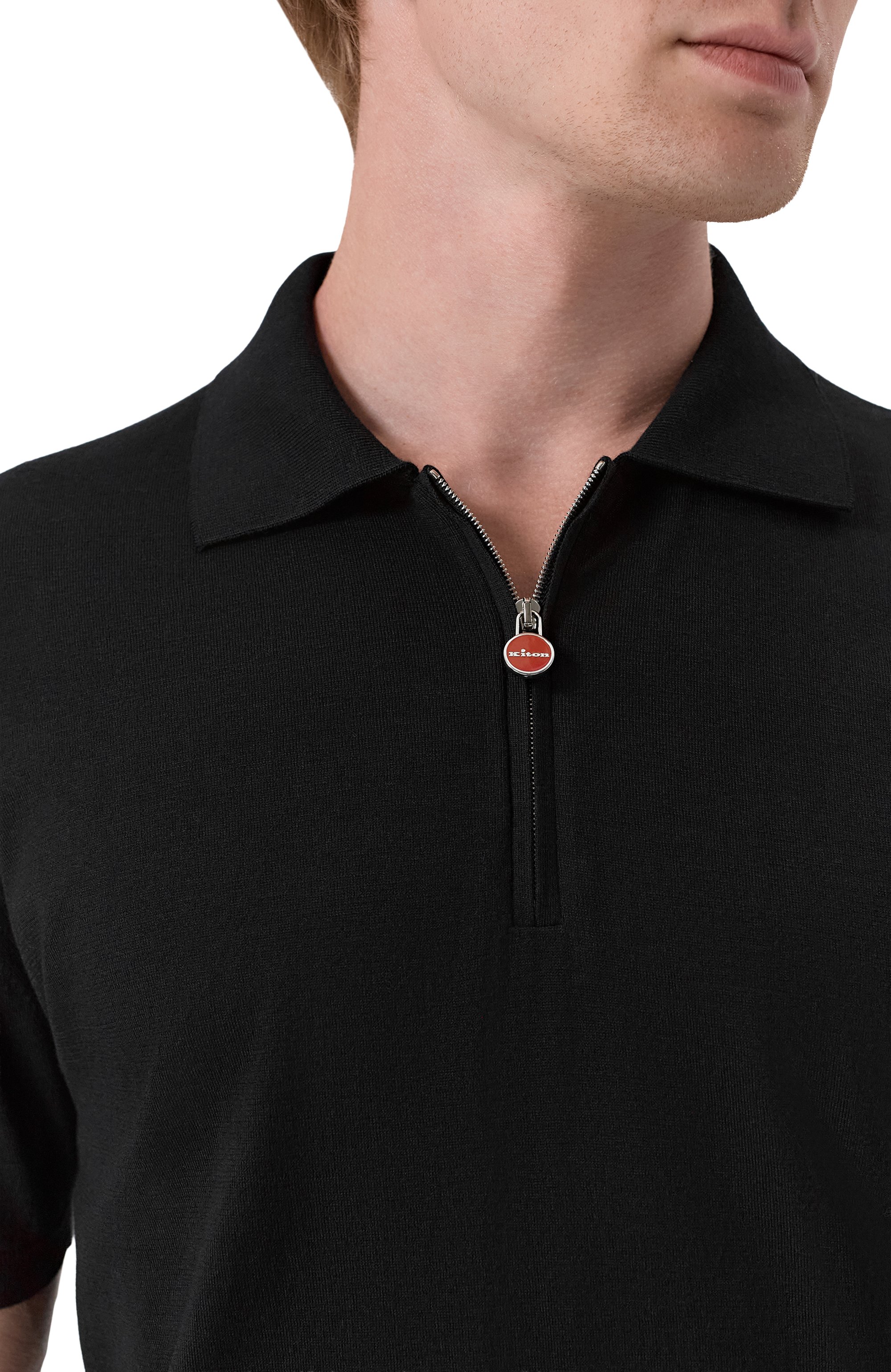 Хлопковое поло KITON черного цвета по цене 133500 руб., арт. UMKX33ZK5, фото 5 Хлопковое поло KITON, арт. UMKX33ZK5, фото 5