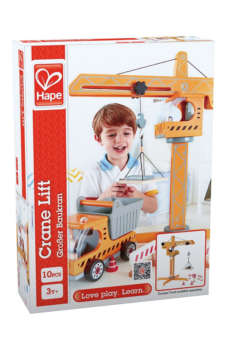Детского игрушка большой подъемный кран HAPE оранжевого цвета, арт. E3011_HP | Фото 2 (Нос: Не проставлено; Региональные ограничения белый список (Axapta Mercury): Не проставлено; Игрушки: Машинки - грузовики)