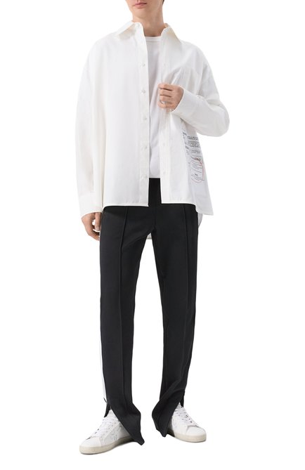 Мужские брюки MAISON MARGIELA черного цвета, арт. S50KA0675/S23168 | Фото 2 (Драгоценные камни: Проставлено; Материал внешний: Хлопок; Длина (брюки, джинсы): Стандартные; Материал сплава: Проставлено)