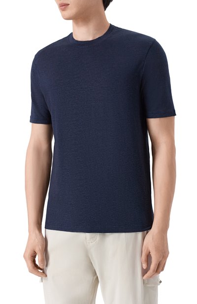 Льняная футболка ANDREA CAMPAGNA темно-синего цвета по цене 22700 руб., арт. TSMC/JERLIN, фото 3 Льняная футболка ANDREA CAMPAGNA, арт. TSMC/JERLIN, фото 3