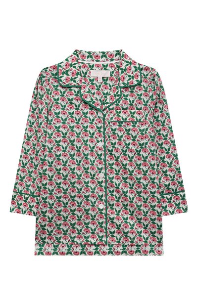 Хлопковая пижама LITTLE YOLKE зеленого цвета по цене 10550 руб., арт. AW21-12C-SP-GR, фото 2 Хлопковая пижама LITTLE YOLKE, арт. AW21-12C-SP-GR, фото 2