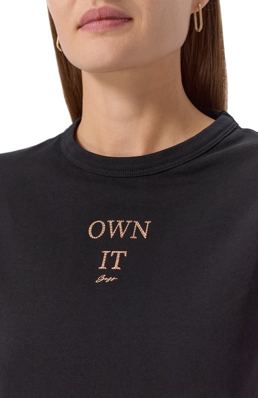 Хлопковая футболка BOSS Orange 50549192 Чёрный  50549192 Фото 5