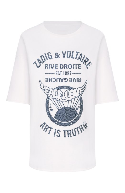 Хлопковая футболка Zadig and Voltaire JWTS02903 Белый JWTS02903