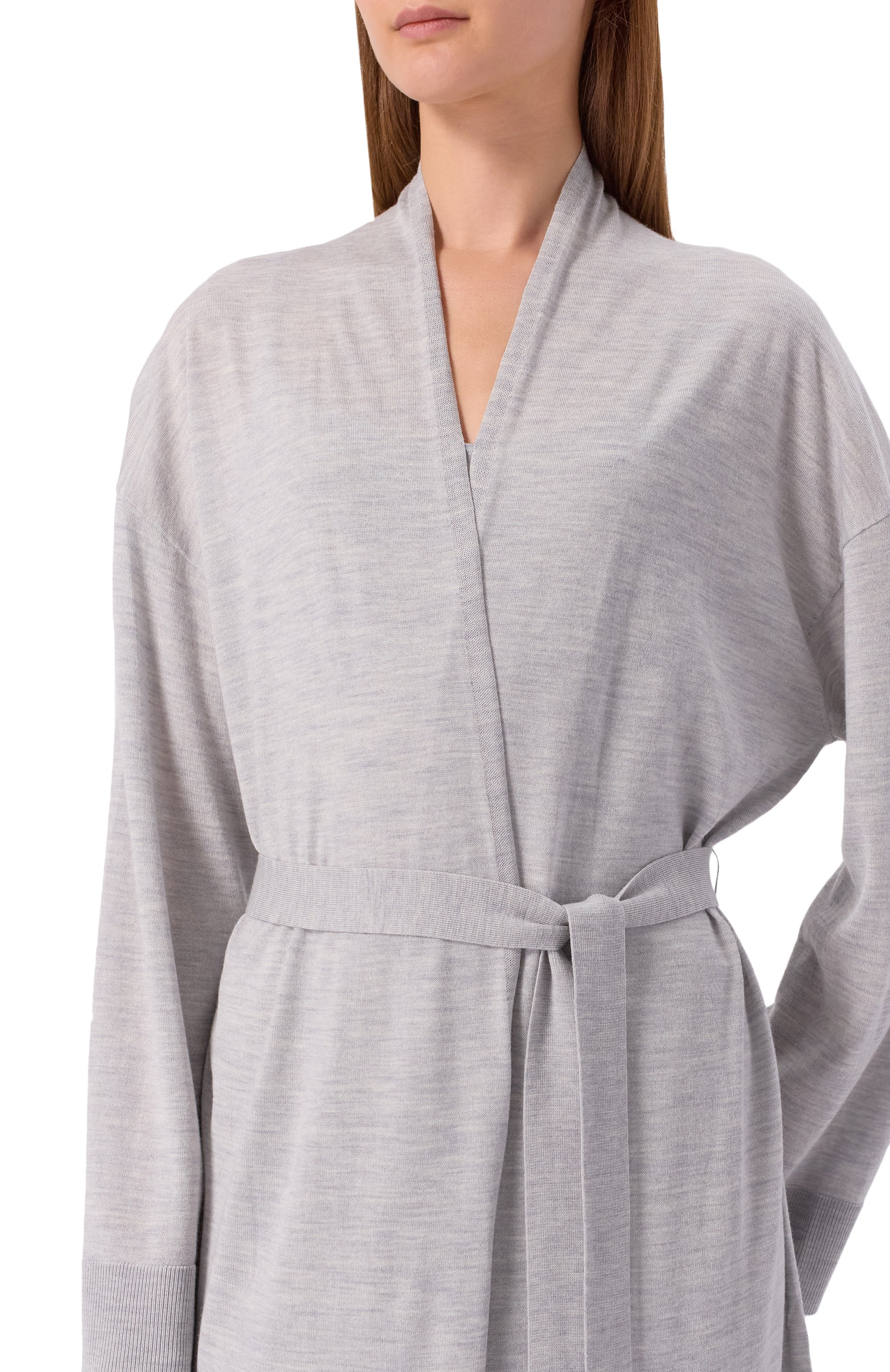 Кардиган из шерсти и шелка 12 STOREEZ серого цвета по цене 23000 руб., арт. 132112, фото 5 Кардиган из шерсти и шелка 12 STOREEZ, арт. 132112, фото 5