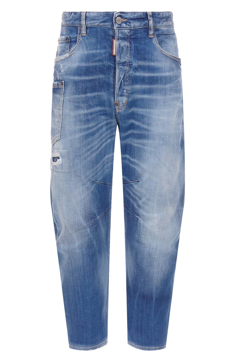 Мужские джинсы kawaii DSQUARED2 синего цвета, арт. S71LB1579/S30342 | Фото 1 (Материал внешний: Хлопок, Деним; Длина (брюки, джинсы): Укороченные; Детали: Делаве, Потертости; Кросс-КТ: Деним; Стили: Streetwear; Силуэт М (брюки): Широкие; Автоматизация ТО: Проставлено; Автоматизация состава: Проставлено)