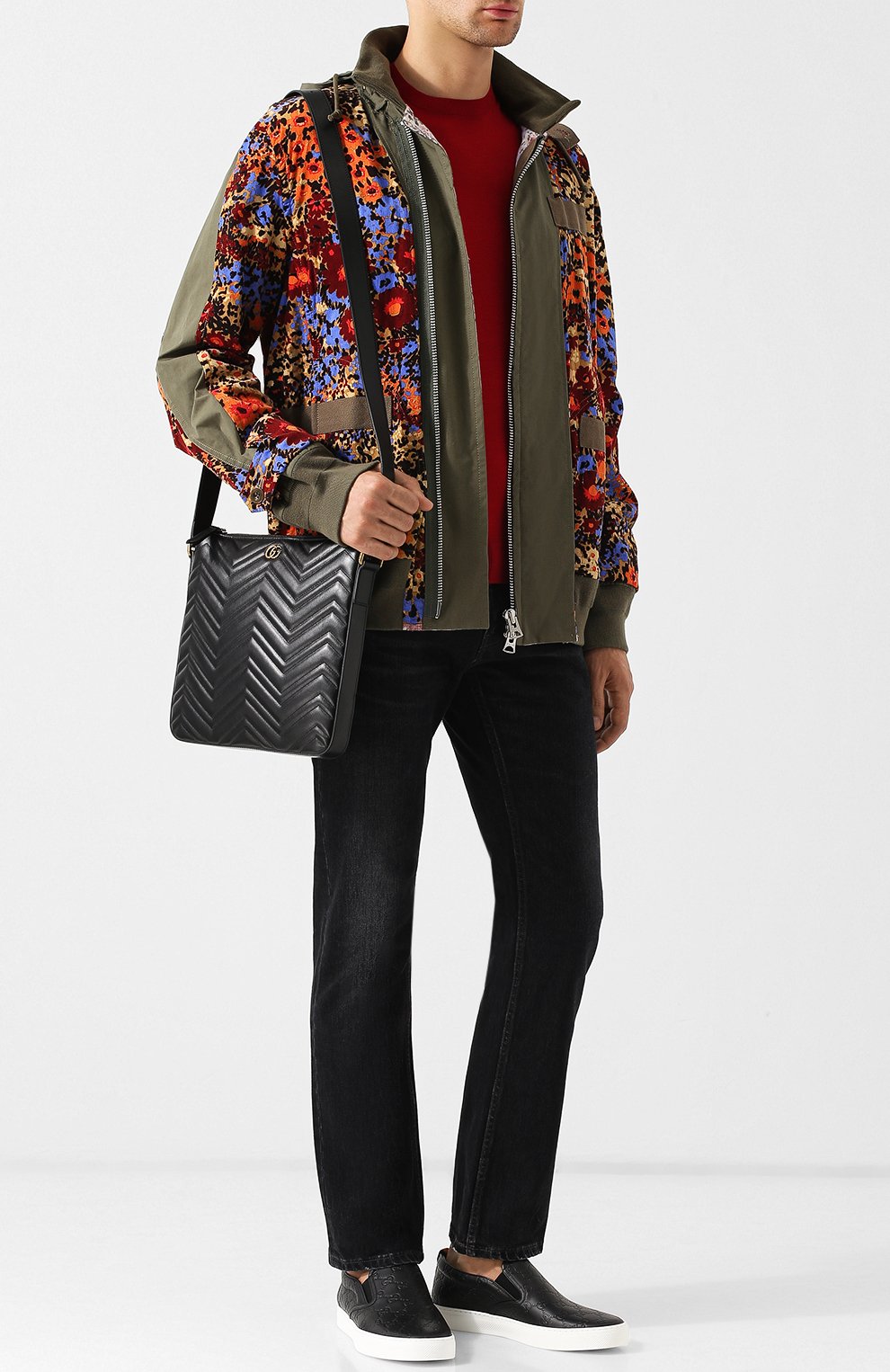 Кожаная сумка-планшет gg GUCCI черного цвета по цене 109500 руб., арт. 523369/DTDHT, фото 2 Кожаная сумка-планшет gg GUCCI, арт. 523369/DTDHT, фото 2