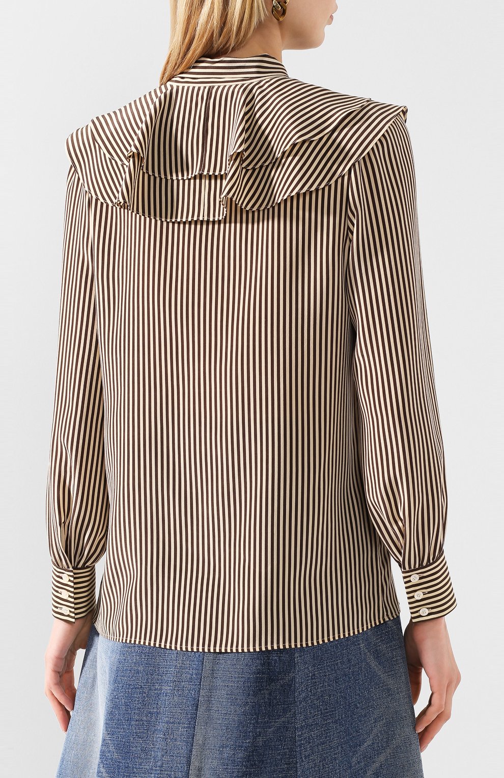 Шелковая блузка CELINE бежевого цвета по цене 170500 руб., арт. 2B213104J, фото 4 Шелковая блузка CELINE, арт. 2B213104J, фото 4