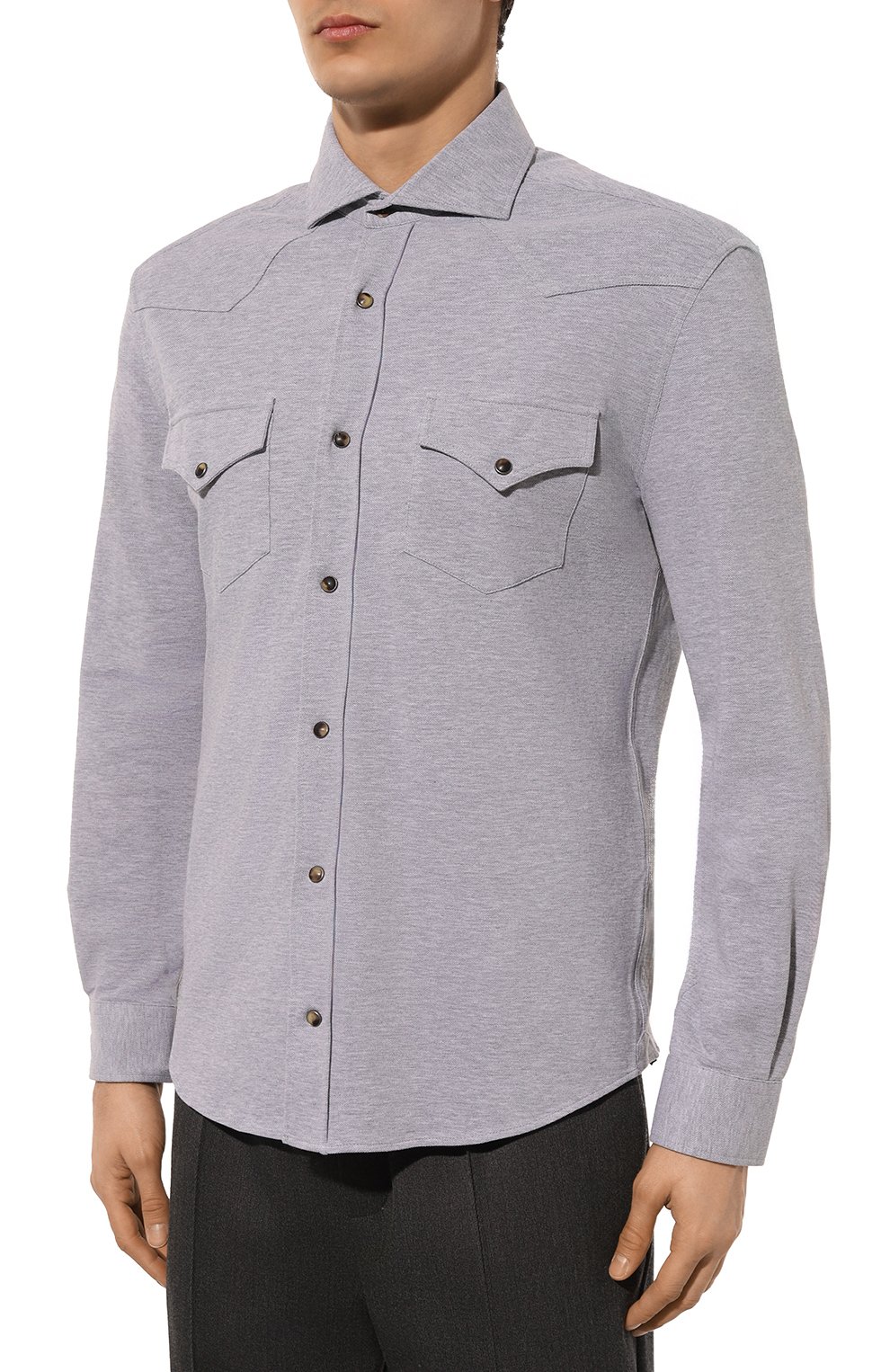 Хлопковая рубашка BRUNELLO CUCINELLI, арт. ME854B2268, фото 3