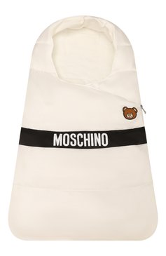 Детский утепленный конверт MOSCHINO кремового цвета, арт. MUE00I/L3A22 | Фото 1 (Тематический товар: Teddy Bear; Материал: Синтетический материал, Текстиль; Нос: Не проставлено; Материал сплава: Проставлено; Региональные ограничения белый список (Axapta Mercury): Не проставлено)