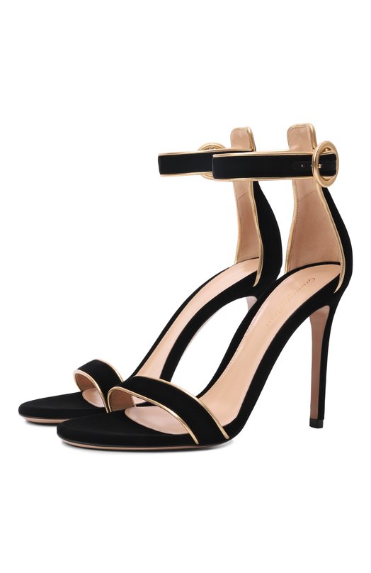 Текстильные босоножки Portofino 105 Gianvito Rossi G61762.15RIC.NK1MEKN Чёрный G61762.15RIC.NK1MEKN
