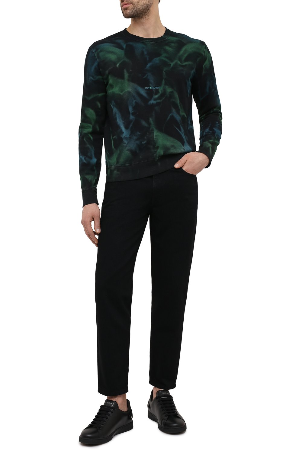 Хлопковый свитшот SAINT LAURENT зеленого цвета по цене 66950 руб., арт. 652506/Y36CZ, фото 2 Хлопковый свитшот SAINT LAURENT, арт. 652506/Y36CZ, фото 2