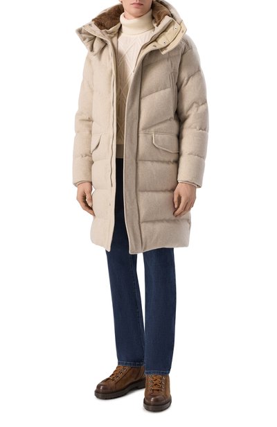 Пуховик из кашемира и шерсти с воротником из бобра KITON, арт. UGK208CK0271L, фото 2