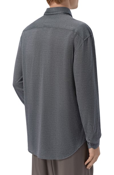 Хлопковая рубашка GIORGIO ARMANI темно-синего цвета по цене 99800 руб., арт. GM004664/TE23925, фото 4 Хлопковая рубашка GIORGIO ARMANI, арт. GM004664/TE23925, фото 4