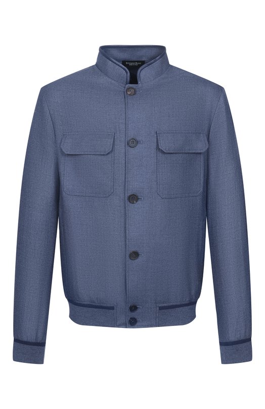 Бомбер из шелка и шерсти Stefano Ricci M7J6100110/KL003U Синий M7J6100110/KL003U