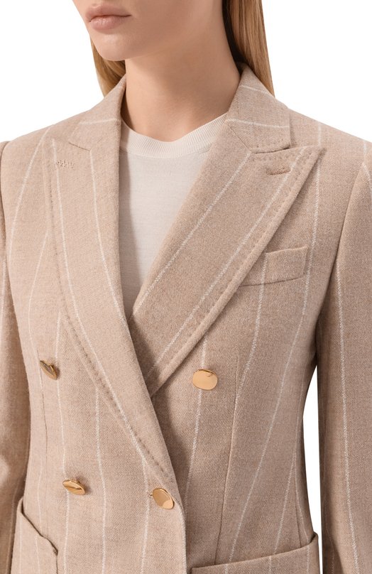 Жакет из шерсти и хлопка Max Mara RI0M Бежевый  RI0M Фото 5