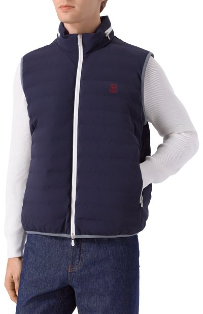 Пуховый жилет BRUNELLO CUCINELLI темно-синего цвета по цене 283000 руб., арт. MM49A7460G, фото 3 Пуховый жилет BRUNELLO CUCINELLI, арт. MM49A7460G, фото 3