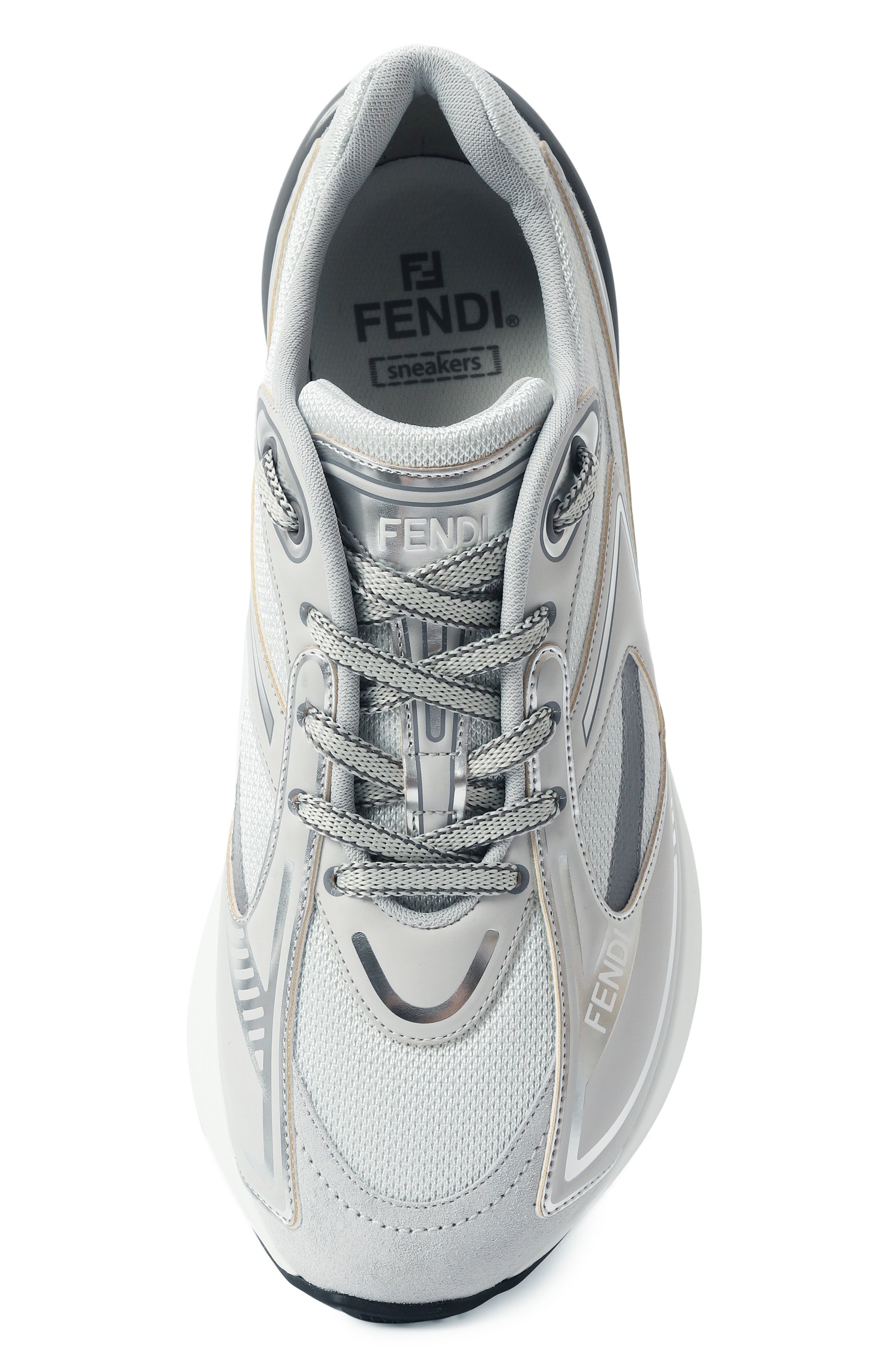 Комбинированные кроссовки first 1 FENDI светло-серого цвета по цене 99450 руб., арт. 8E8452 AQ70, фото 6 Комбинированные кроссовки first 1 FENDI, арт. 8E8452 AQ70, фото 6