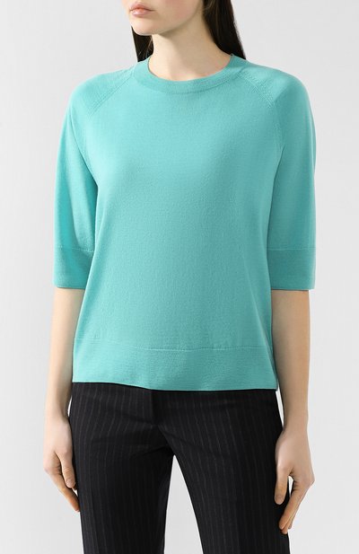 Пуловер DRIES VAN NOTEN бирюзового цвета по цене 27850 руб., арт. 192-31298-8701, фото 3 Пуловер DRIES VAN NOTEN, арт. 192-31298-8701, фото 3