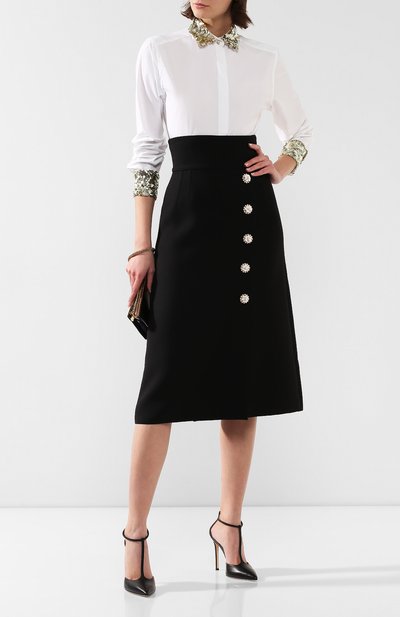 Шерстяная юбка DOLCE & GABBANA черного цвета по цене 212500 руб., арт. F4BRGZ/FU2TS, фото 2 Шерстяная юбка DOLCE & GABBANA, арт. F4BRGZ/FU2TS, фото 2