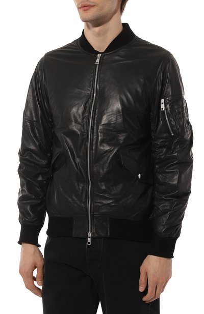Кожаный бомбер GIORGIO BRATO черного цвета по цене 99900 руб., арт. GU23S14095NAPPA G0, фото 3 Кожаный бомбер GIORGIO BRATO, арт. GU23S14095NAPPA G0, фото 3