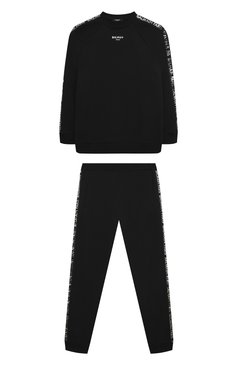 Детская хлопковый костюм BALMAIN черного цвета, арт. BU3P90 | Фото 1 (Материал внешний: Хлопок; Рукава: Длинные; Девочки Кросс-КТ: Костюмы-спорт)