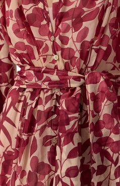 Женское платье из хлопка и шелка FORTE_FORTE бордового цвета, арт. 13631_MY DRESS | Фото 5 (Драгоценные камни: Проставлено; Длина Ж (юбки, платья, шорты): Миди; Материал сплава: Проставлено; Рукава: Длинные; Случай: Повседневный; Женское Кросс-КТ: Платье-одежда; Материал внешний: Хлопок)