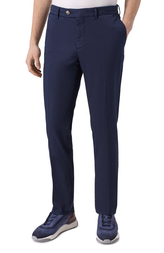 Хлопковые брюки Brunello Cucinelli M289LB1770 Синий  M289LB1770 Фото 3