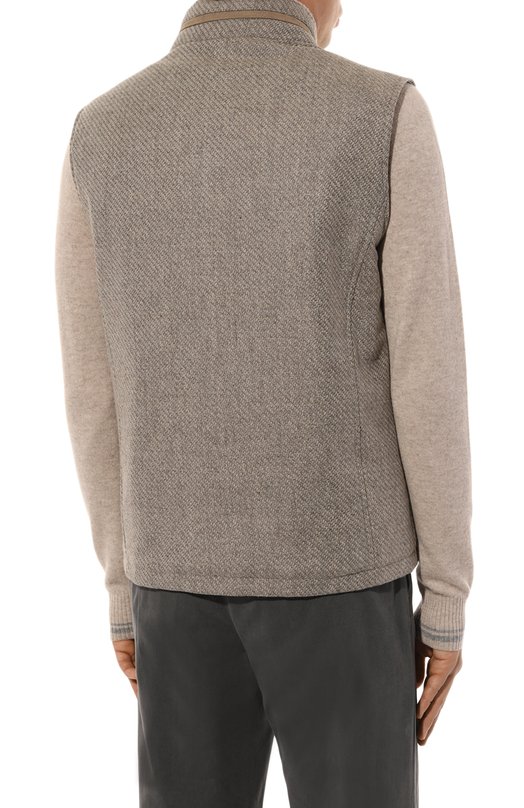 Жилет из шерсти и шелка Corneliani 94C571-9416302 Бежевый  94C571-9416302 Фото 4