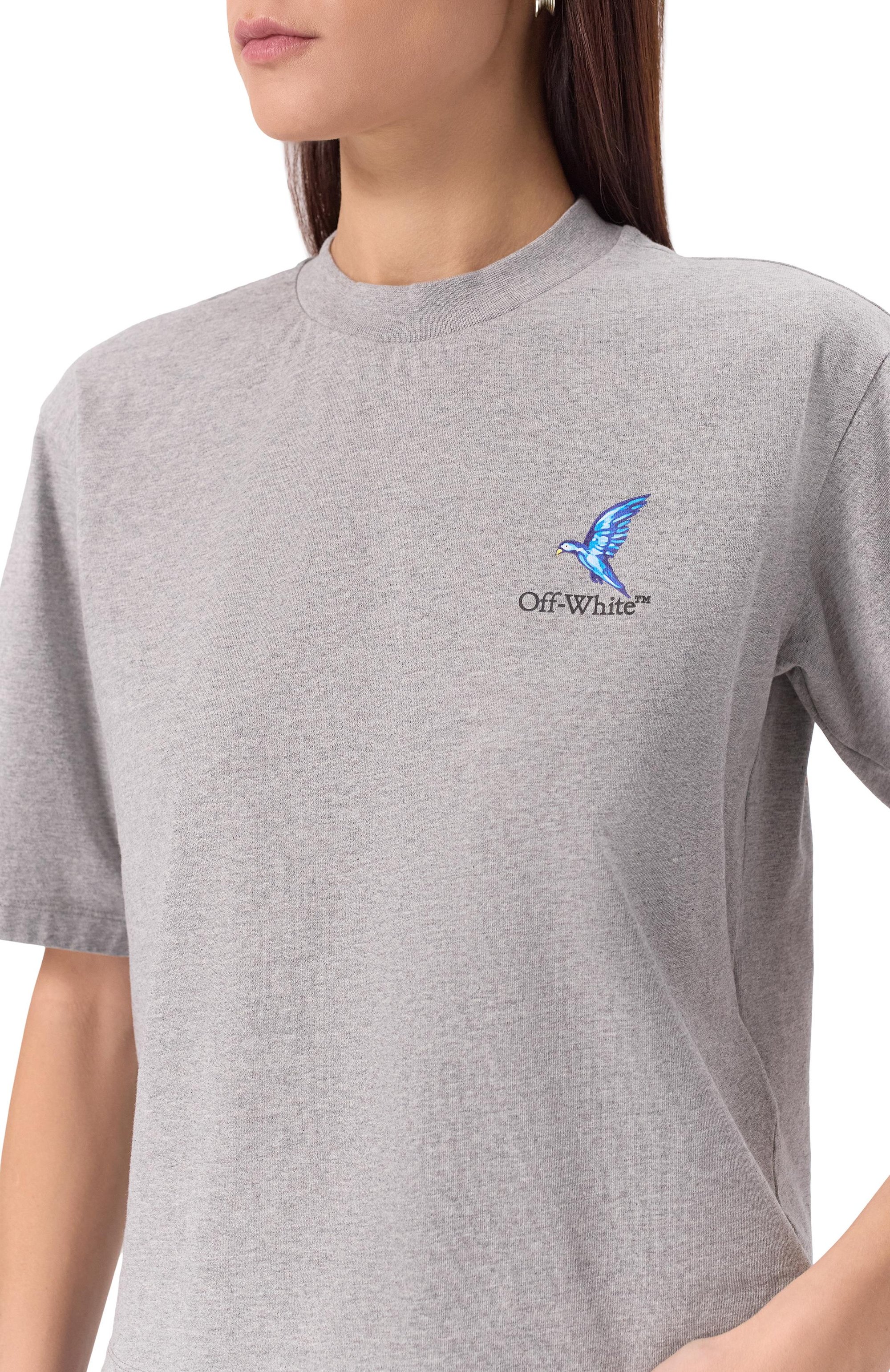 Хлопковая футболка OFF-WHITE серого цвета по цене 49950 руб., арт. 0WAA124S25JER0030510, фото 5 Хлопковая футболка OFF-WHITE, арт. 0WAA124S25JER0030510, фото 5