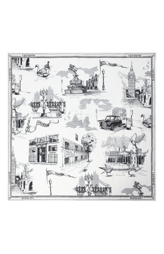 Шелковый платок Burberry 8110380 Белый  8110380 Фото 4