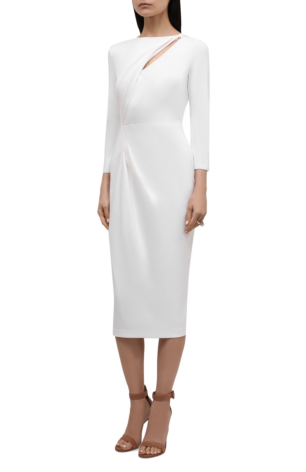 Платье из вискозы GIORGIO ARMANI белого цвета по цене 135500 руб., арт. 3LAA74/AJFBZ, фото 3 Платье из вискозы GIORGIO ARMANI, арт. 3LAA74/AJFBZ, фото 3