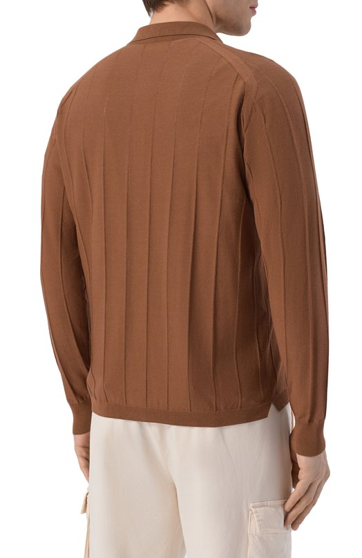 Кардиган из хлопка и шелка Kiton UMM0780 Коричневый  UMM0780 Фото 4