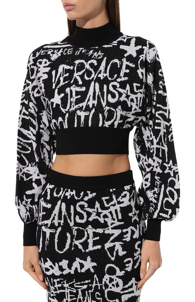 Пуловер VERSACE JEANS COUTURE черно-белого цвета по цене 49500 руб., арт. 75HAFM25/CM27N, фото 3 Пуловер VERSACE JEANS COUTURE, арт. 75HAFM25/CM27N, фото 3