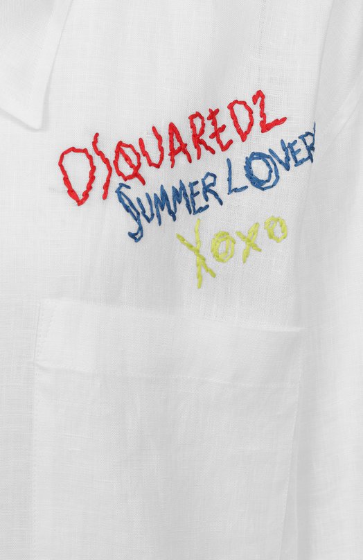 Льняная рубашка Dsquared2 S73DL0277/D35294 Белый  S73DL0277/D35294 Фото 6
