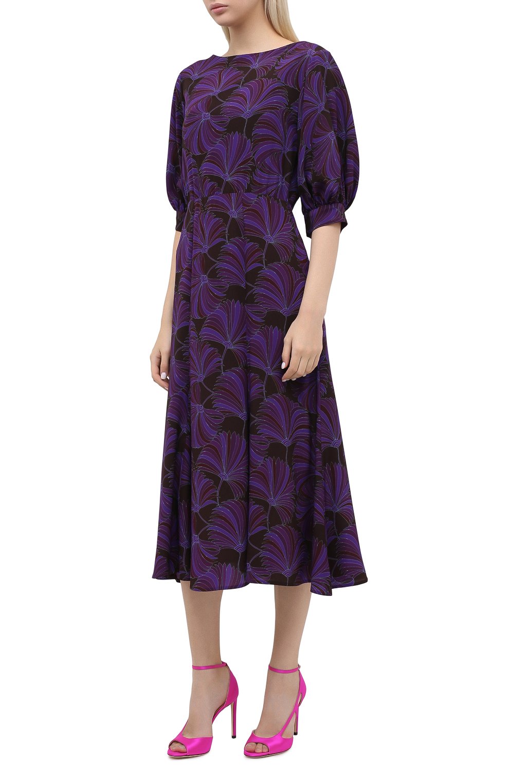 Шелковое платье DRIES VAN NOTEN фиолетового цвета по цене 145500 руб., арт. 202-18698-1200, фото 3 Шелковое платье DRIES VAN NOTEN, арт. 202-18698-1200, фото 3