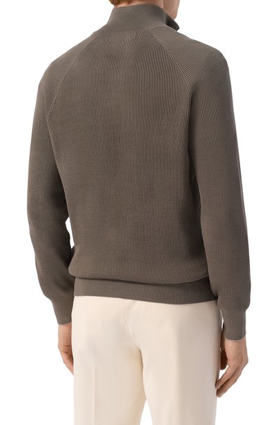 Хлопковый джемпер BRUNELLO CUCINELLI хаки цвета по цене 115000 руб., арт. M29400104, фото 4 Хлопковый джемпер BRUNELLO CUCINELLI, арт. M29400104, фото 4