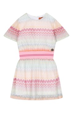 Детское платье из вискозы MISSONI разноцветного цвета, арт. MW1C01/Q0077/4-6 | Фото 1 (Рукава: Короткие; Материал внешний: Вискоза; Случай: Повседневный; Девочки Кросс-КТ: Платье-одежда; Материал подклада: Хлопок; Ростовка одежда: 4 года | 104 см)