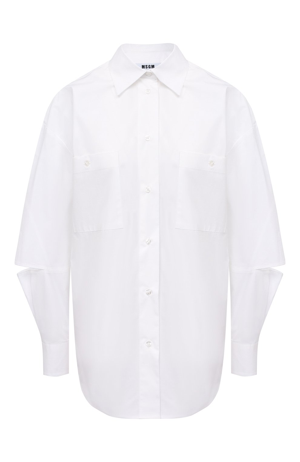 Хлопковая рубашка MSGM белого цвета по цене 26750 руб., арт. 2942MDE105 207813, фото 1 Хлопковая рубашка MSGM, арт. 2942MDE105 207813, фото 1