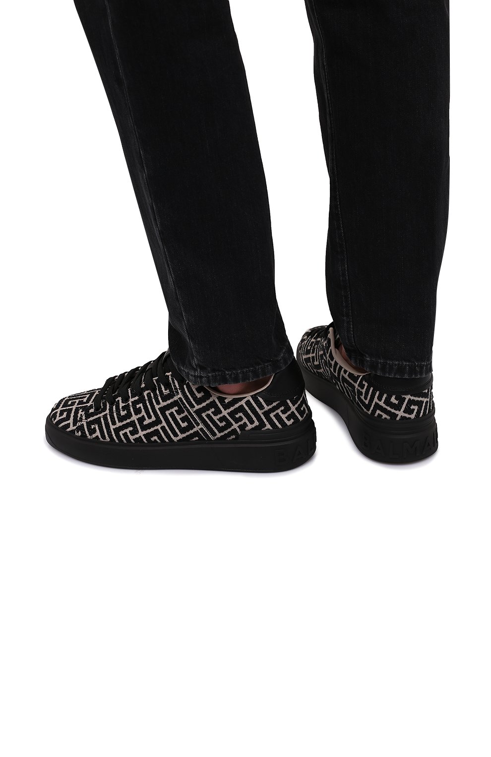 Текстильные кеды b-court BALMAIN черного цвета по цене 62250 руб., арт. XM1VI288/TJCM, фото 3 Текстильные кеды b-court BALMAIN, арт. XM1VI288/TJCM, фото 3