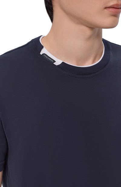 Хлопковая футболка DOLCE & GABBANA темно-синего цвета по цене 59250 руб., арт. G8TW5T/FU7EQ, фото 5 Хлопковая футболка DOLCE & GABBANA, арт. G8TW5T/FU7EQ, фото 5