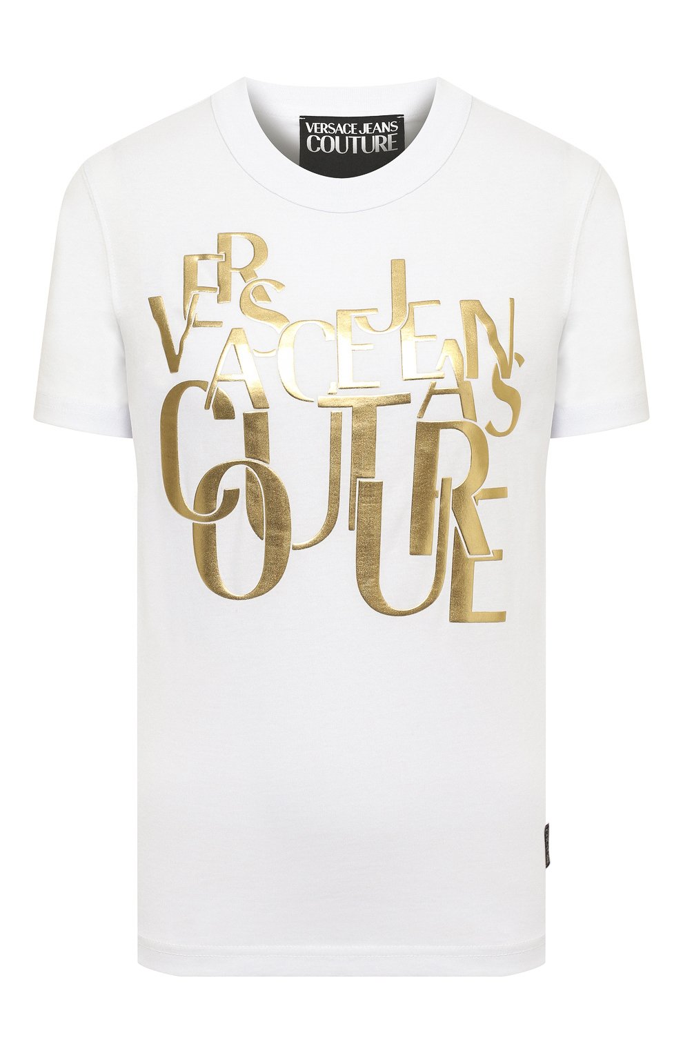 Хлопковая футболка VERSACE JEANS COUTURE белого цвета по цене 10500 руб., арт. B2HZB7TC-ZDM613 REG 25 THICK F0IL/30319, фото 1 Хлопковая футболка VERSACE JEANS COUTURE, арт. B2HZB7TC-ZDM613 REG 25 THICK F0IL/30319, фото 1