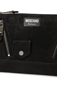 Мужская замшевая борсетка MOSCHINO черного цвета, арт. A8403/8015 | Фото 3 (Размер: medium; Материал: Натуральная кожа; Материал сплава: Проставлено; Драгоценные камни: Проставлено)