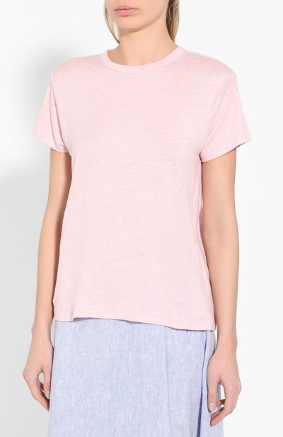 Льняная футболка POLO RALPH LAUREN розового цвета по цене 16350 руб., арт. 211795423, фото 3 Льняная футболка POLO RALPH LAUREN, арт. 211795423, фото 3