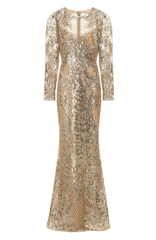 Платье с отделкой пайетками Elie Saab D0407NF25/YA047 Бежевый D0407NF25/YA047