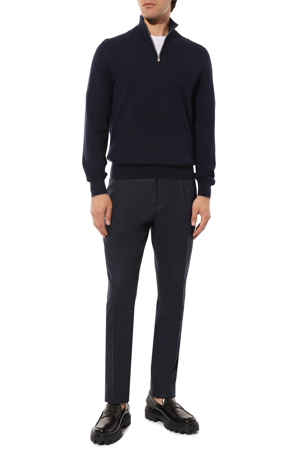 Кашемировый джемпер BRUNELLO CUCINELLI темно-синего цвета по цене 175000 руб., арт. M2200B2212, фото 2 Кашемировый джемпер BRUNELLO CUCINELLI, арт. M2200B2212, фото 2