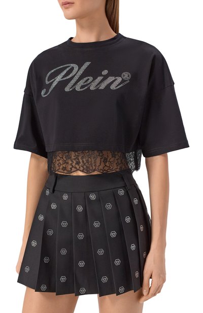 Хлопковая футболка с отделкой стразами PHILIPP PLEIN, арт. SAFC WTK3890 PJY002N,  фото 3