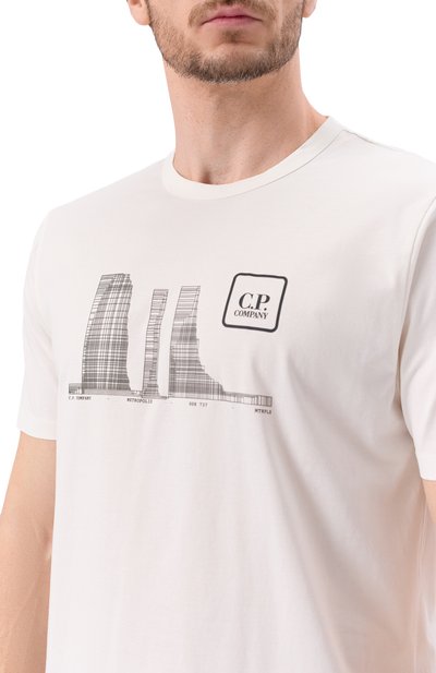 Хлопковая футболка C.P. COMPANY белого цвета по цене 18500 руб., арт. 18CLTS048A006370W, фото 5 Хлопковая футболка C.P. COMPANY, арт. 18CLTS048A006370W, фото 5