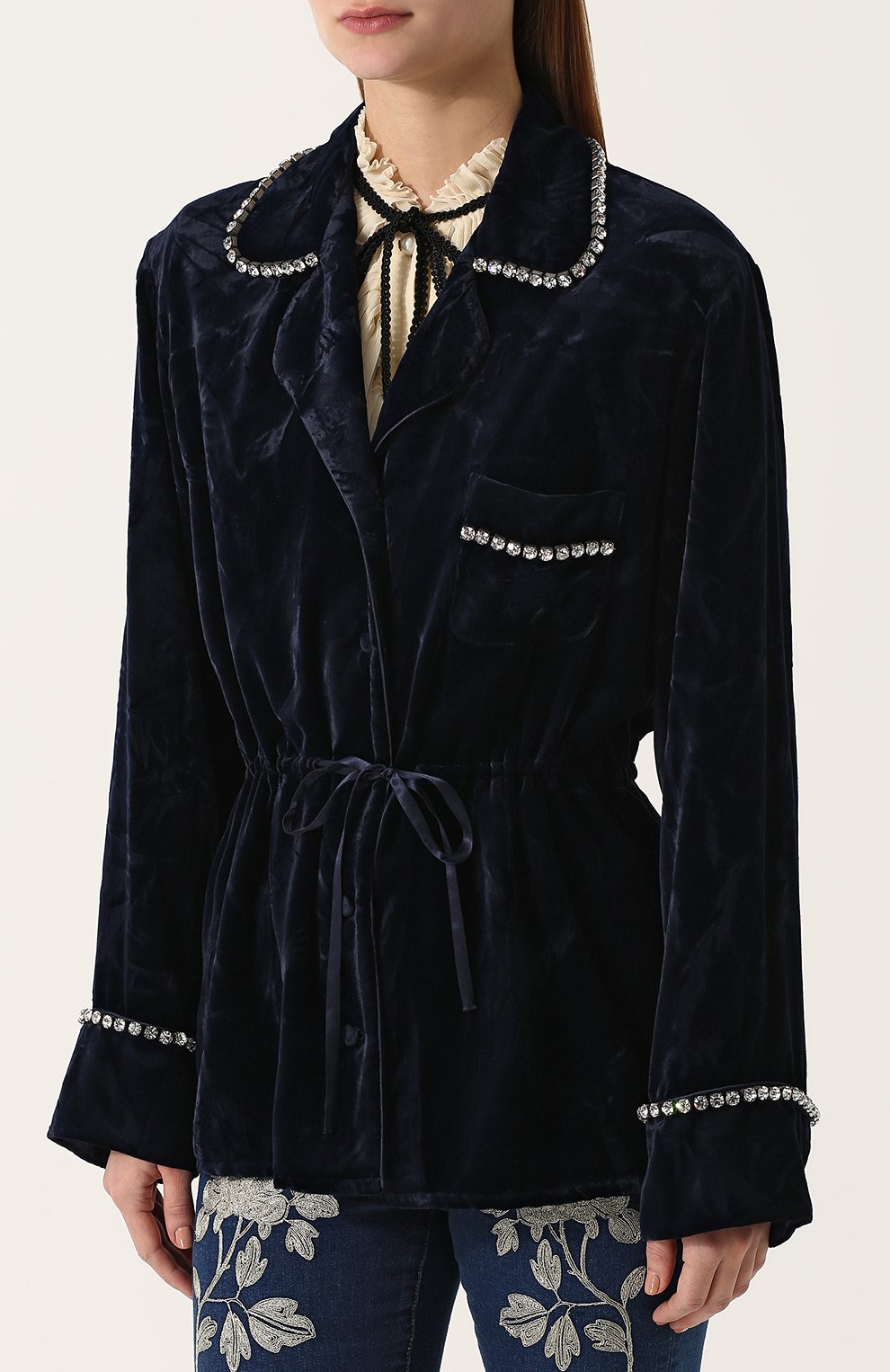Приталенный бархатный жакет GUCCI, арт. 493595/ZIV02, фото 3